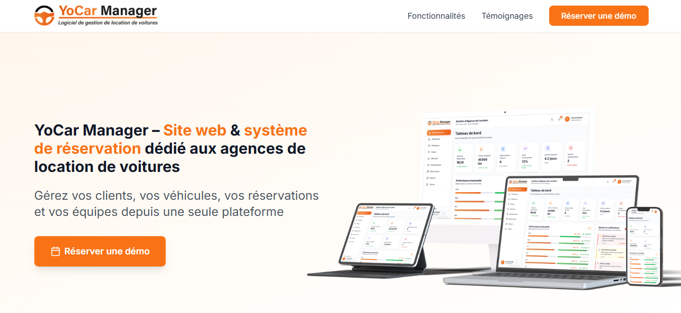 Tableau de bord de YoCar Manager